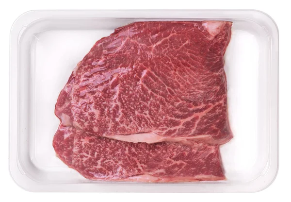 Dua steak dalam kemasan vakum — Stok Foto