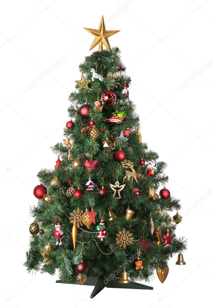 Christmas artificial decorated fir tree