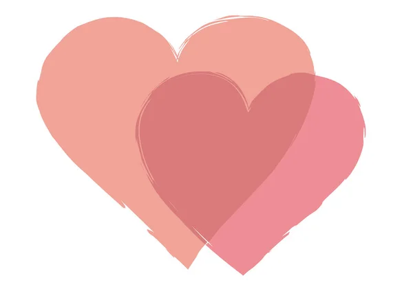 Two pink hearts merged transparently with each other — Stockfoto