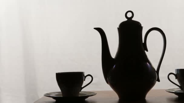 Tea set on the table — Stock Video