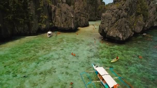 Beautiful tropical lagoon, aerial view. Tropical island. — Stock Video