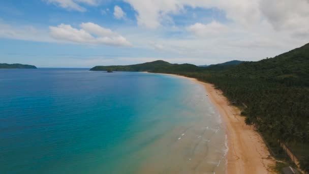 Antenn Visa vacker strand på en tropisk ö. Filippinerna, El Nido. — Stockvideo