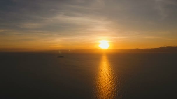 Beautiful sunset over sea, aerial view.Cebu — Stock Video