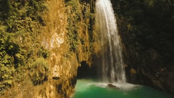 Gyönyörű trópusi vízesés. Sziget Cebu Fülöp-szigetek. — Stock videók