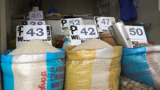 Рис на азиатском рынке . — стоковое видео