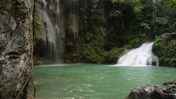 Beautiful tropical waterfall. Philippines Cebu island. — Stock Video