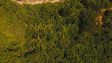 Havadan görünümü tropikal lagün, deniz, plaj. Tropik ada. Catanduanes, Filipinler.