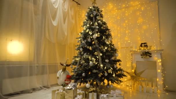 Albero di Natale decorato. — Video Stock