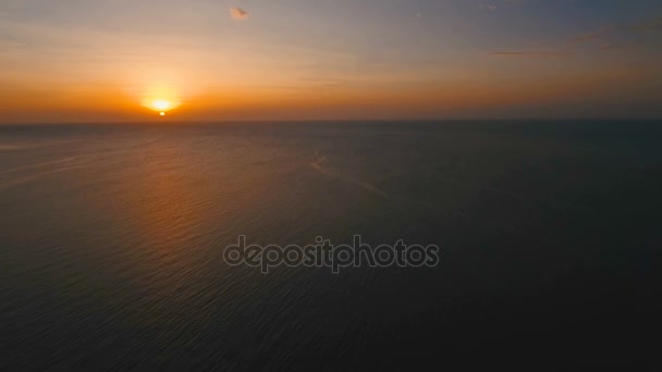 Beautiful sunset or sunrise over sea, aerial view. Philippines. — Stock Video