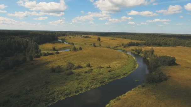 Flug über den Fluss. Luftbild. — Stockvideo