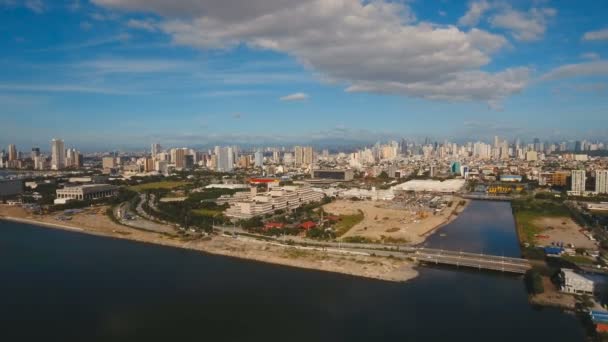 有摩天大楼和建筑物的空中城市。菲律宾、马尼拉、马卡蒂. — 图库视频影像