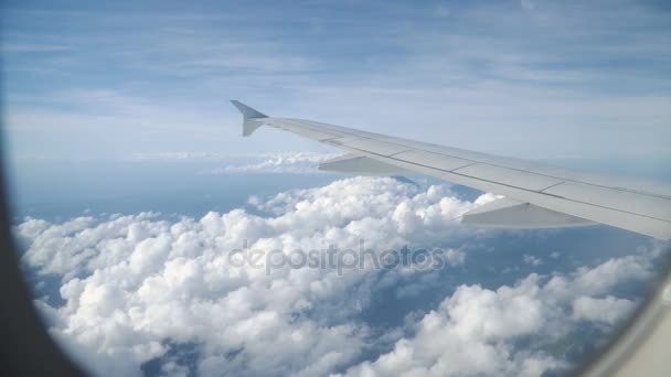 Vue depuis une fenêtre d'avion sur l'océan. — Video