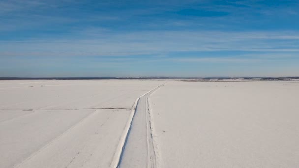 Зимове снігове поле. Зимовий пейзаж . — стокове відео