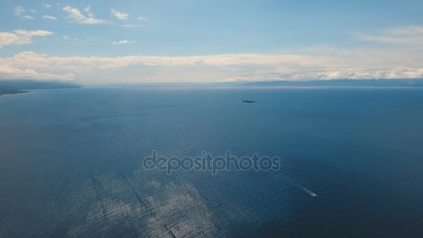 Motorboat on the sea, aerial view.Cebu island Philippines. — Stock Video