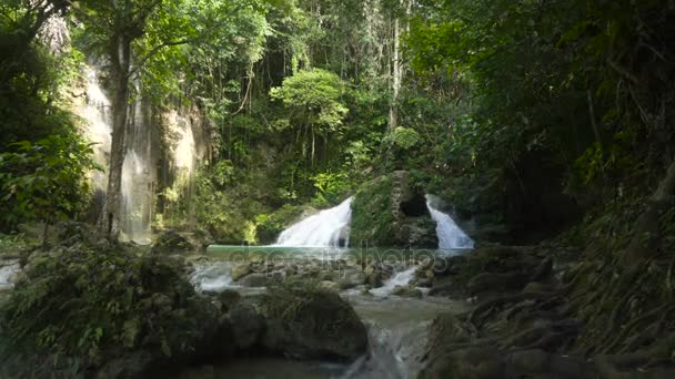 Красивий тропічний водоспад. Острові Себу Філіппіни. — стокове відео