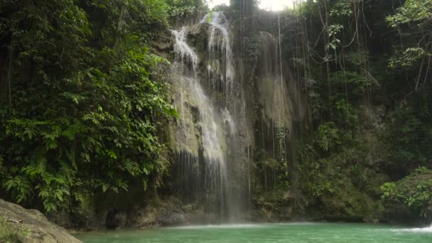 美しい熱帯の滝。フィリピン セブ島. — ストック動画