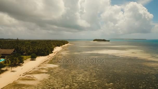 Vista aérea hermosa playa en una isla tropical. Filipinas, Siargao . — Vídeos de Stock