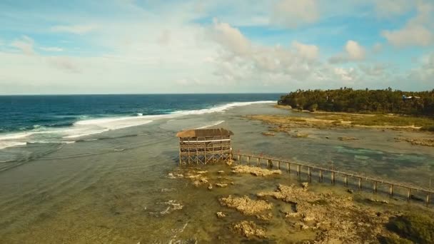 Nuvem Nove ponto de surf vista aérea. Siargao, Filipinas. Nuvem 9 . — Vídeo de Stock