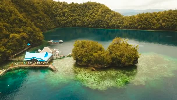 Вид з повітря Тропічна лагуна, море, пляж. Bucas Grande Island, Sohoton Cove. Філіппіни. — стокове відео