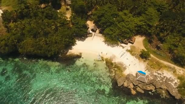 Aerial view beautiful beach on a tropical island. Philippines, Anda area. — Stock Video