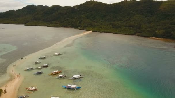 Bella spiaggia tropicale, vista aerea. Isola tropicale . — Video Stock