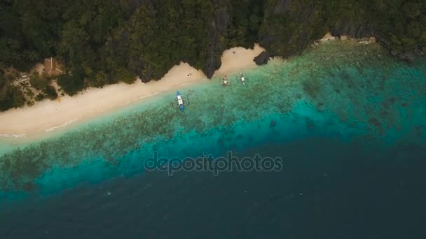 Spiaggia tropicale, vista aerea. Isola tropicale . — Video Stock