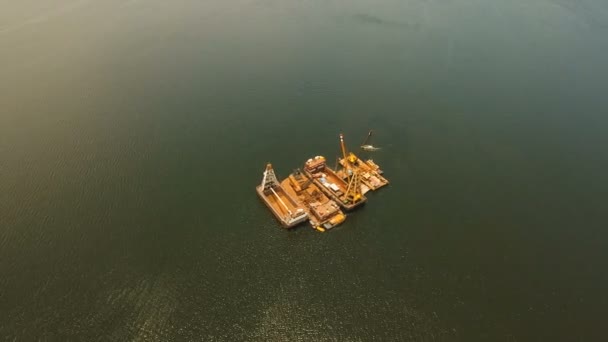 Dredging platform on the sea. Philippines, Manila. — Stock Video