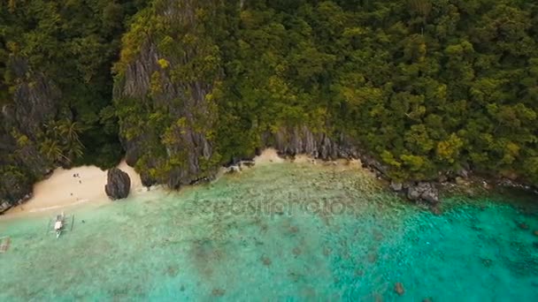 Tropikalnej plaży, widok z lotu ptaka. Tropikalna wyspa. — Wideo stockowe