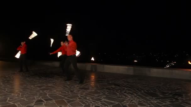 Fire show in the night. — Stock Video