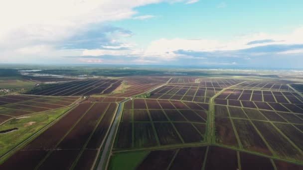 Letecký pohled na zemědělské pozemky — Stock video