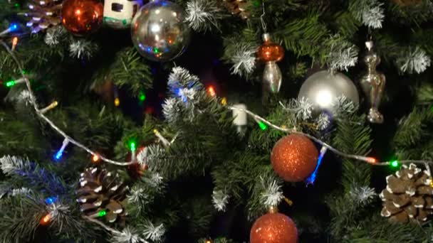 Albero di Natale decorato. — Video Stock