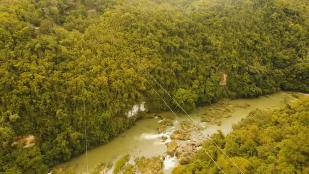 Vonzás zipline a dzsungelben, a sziget, Bohol, Fülöp-szigetek. — Stock videók