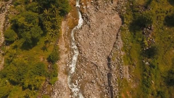 Horská řeka v deštném pralese. Camiguin island Filipíny. — Stock video