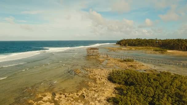 Nube Nueve punto de surf vista aérea. Siargao, Filipinas. Nube 9 . — Vídeo de stock