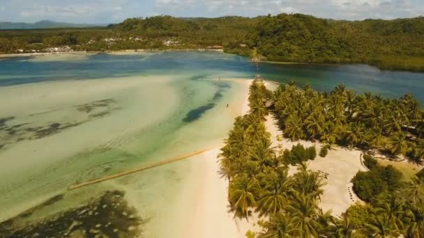 Vista aérea bela praia em uma ilha tropical. Filipinas, Siargao . — Vídeo de Stock