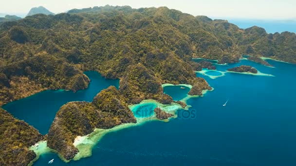 Hegyi tó Barracuda egy trópusi szigeten, Fülöp-szigetek, Coron, Palawan. — Stock videók