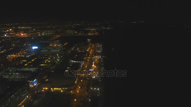 Aerial city with skyscrapers and buildings by night. Philippines, Manila, Makati. — Stock Video