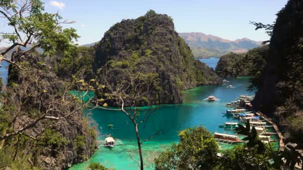 美丽的泻湖卡烟甘湖，菲律宾、 科伦、 巴拉望岛. — 图库视频影像