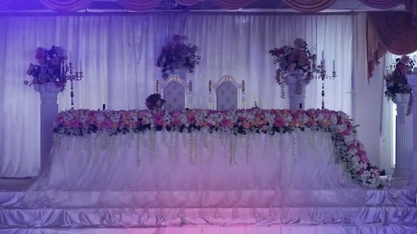 Wedding banquet hall. — Stock Video