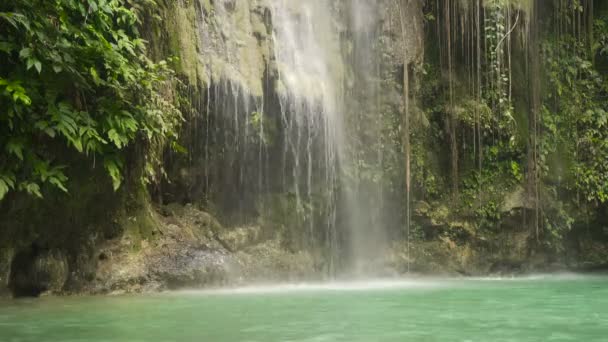 Krásný tropický vodopád. Filipíny Cebu island. — Stock video