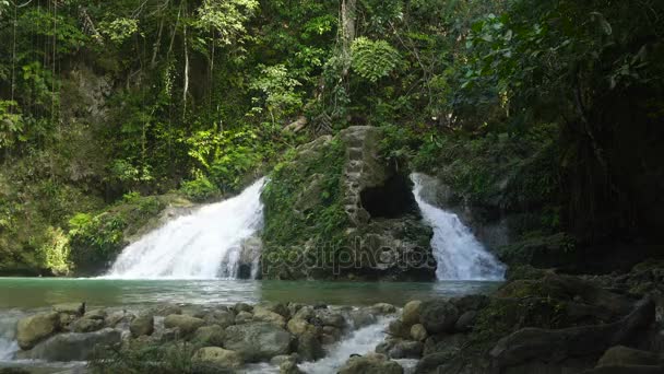 Vackra tropiska vattenfall. Filippinerna Cebu island. — Stockvideo