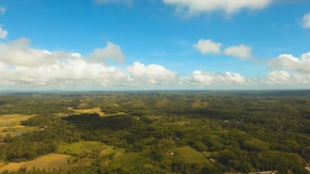 Chocolate Hills i Bohol, Filippinerna, Flygfoto. — Stockvideo