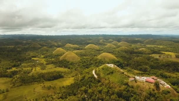 Chocolate Hills in Bohol, Philippines, Aerial view. — Stock Video