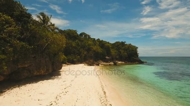 Aerial view beautiful beach on a tropical island. Philippines, Anda area. — Stock Video