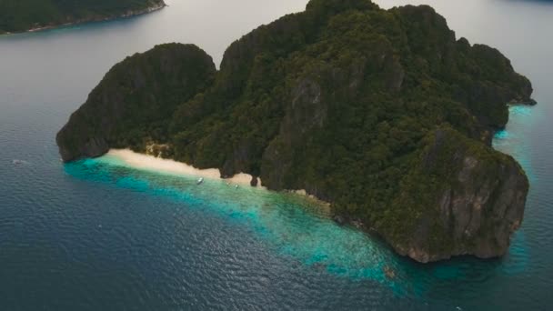 Plage tropicale, vue aérienne. Île tropicale . — Video