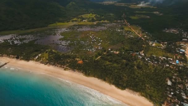 Aerial view beautiful beach on a tropical island. Philippines, El Nido. — Stock Video