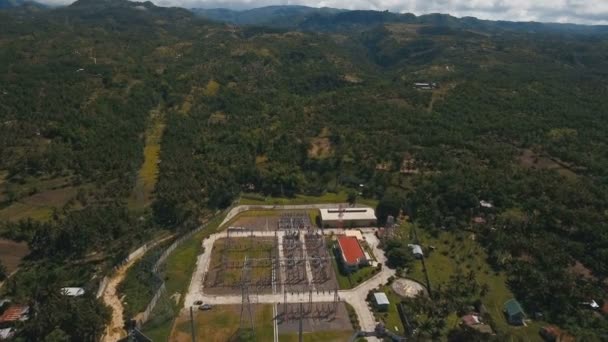 Sous-station électrique, centrale électrique. Vue aérienne 