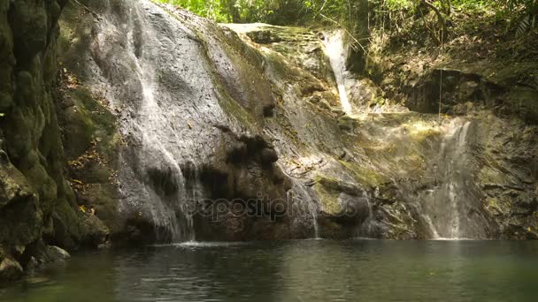 Vackra tropiska vattenfall. Filippinerna Bohol island. — Stockvideo