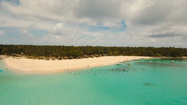 Vista aerea bellissima spiaggia sull'isola tropicale. Isola di Daco, Filippine, Siargao . — Video Stock