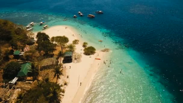 Vista aérea bela praia em uma ilha tropical Banana. Filipinas. — Vídeo de Stock